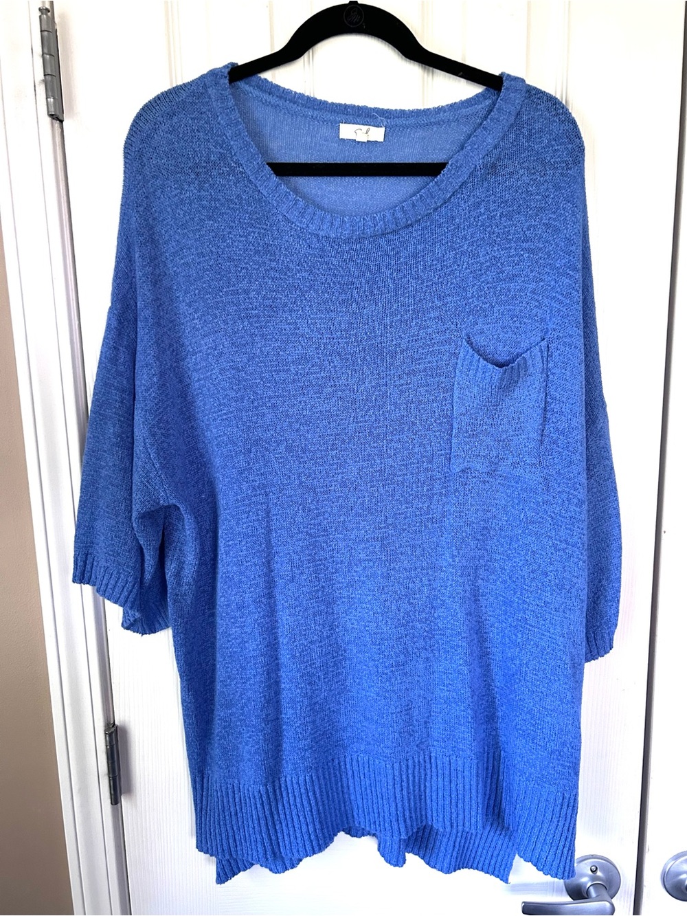 Easel Los Angeles Blue Oversized Knit Sweater Top Size Large